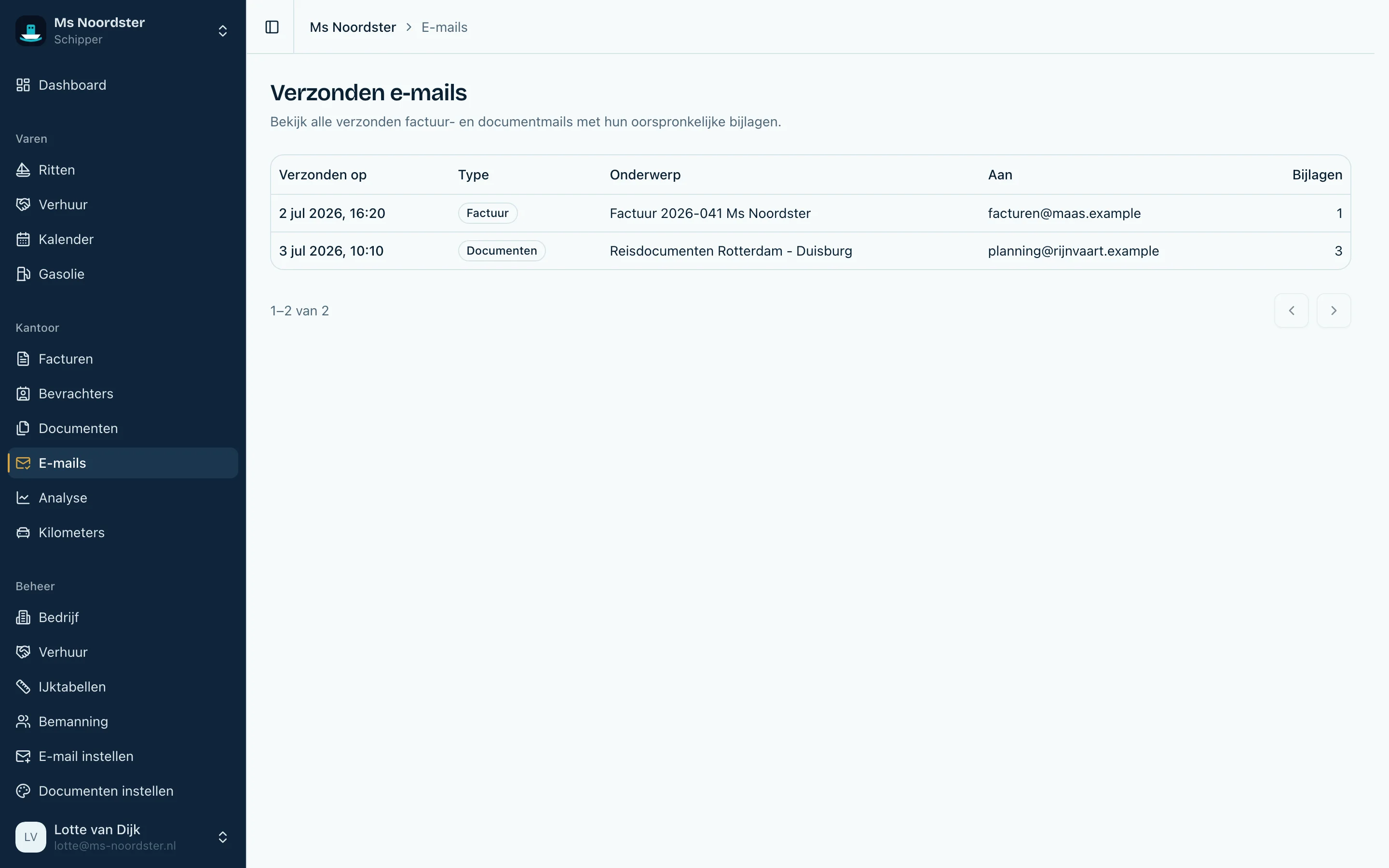 Verzonden e-mails blijven terug te vinden